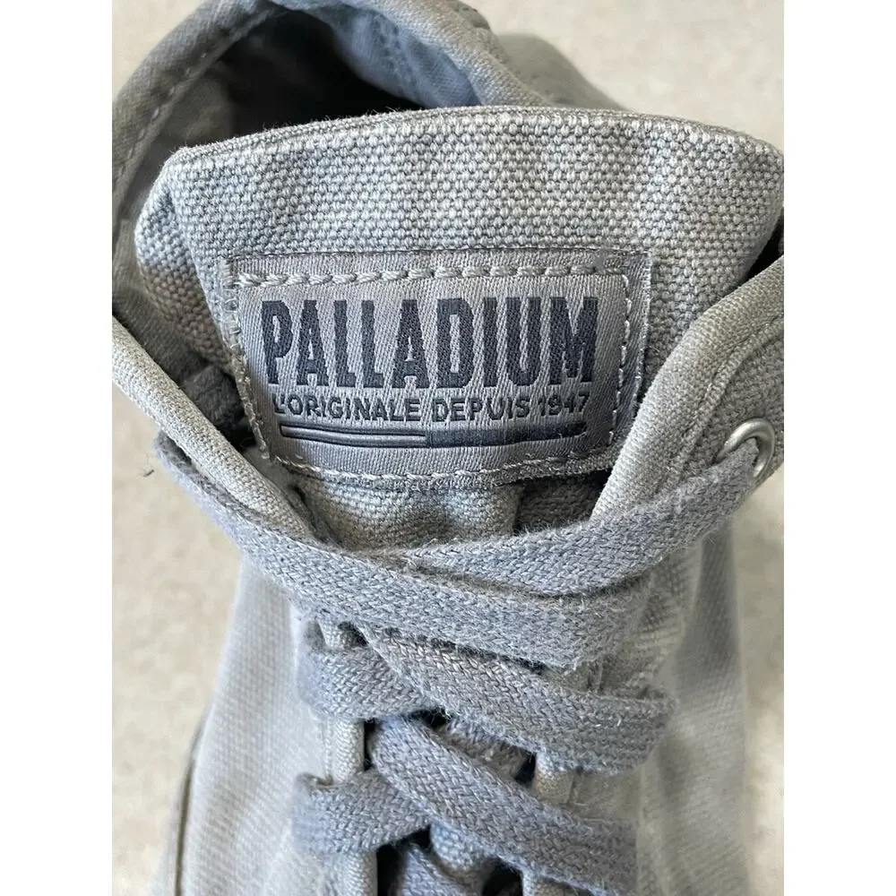 Palladium Hi Top Lace Up Canvas Sneakers Men’s Size 10.5 Gray Casual Shoes